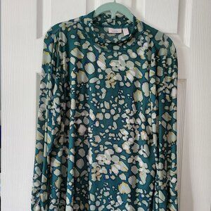 LOGO Layers by Lori Goldstein Printed Sheer Mesh Mock Neck Top